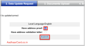 Change Address with Valid Address Proof in Aadhaar