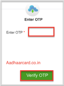 Enter OTP for Verification of Mobile Number