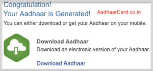 Congratulations your Aadhaar Card is Generated in Aadhaar Card Status