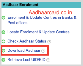 Download Aadhaar Card from UIDAI