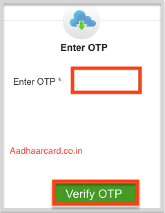 Enter OTP for Retrieving your Enrolment ID in UIDAI
