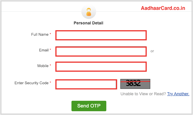 Enter your information for Retrieving your Aadhaar Enrolment Number