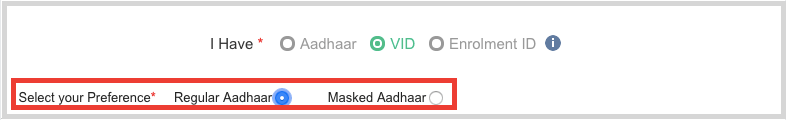 Preference in Downloading Aadhaar card by VID number