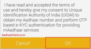 Read and Accept the mAadhaar Consent from mAadhaar App