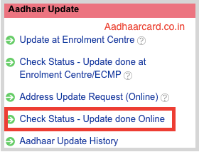 Check Status of Aadhaar Update Done Online