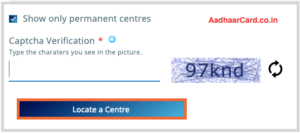 Search Permanent Enrolment Centres in UIDAI
