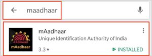 Search for mAadhaar in Google Play Store