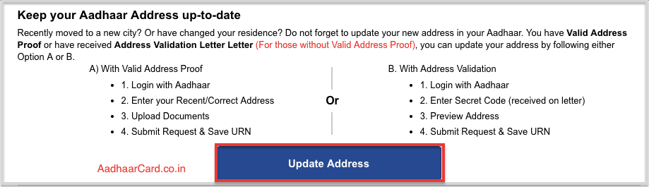 Update Address-SSUP