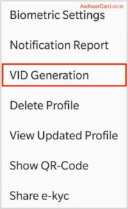 VID Generation from mAadhaar