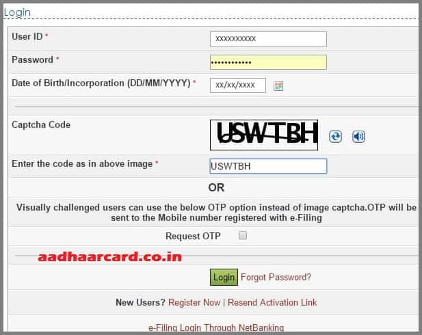 link aadhaar card with pan card step 1